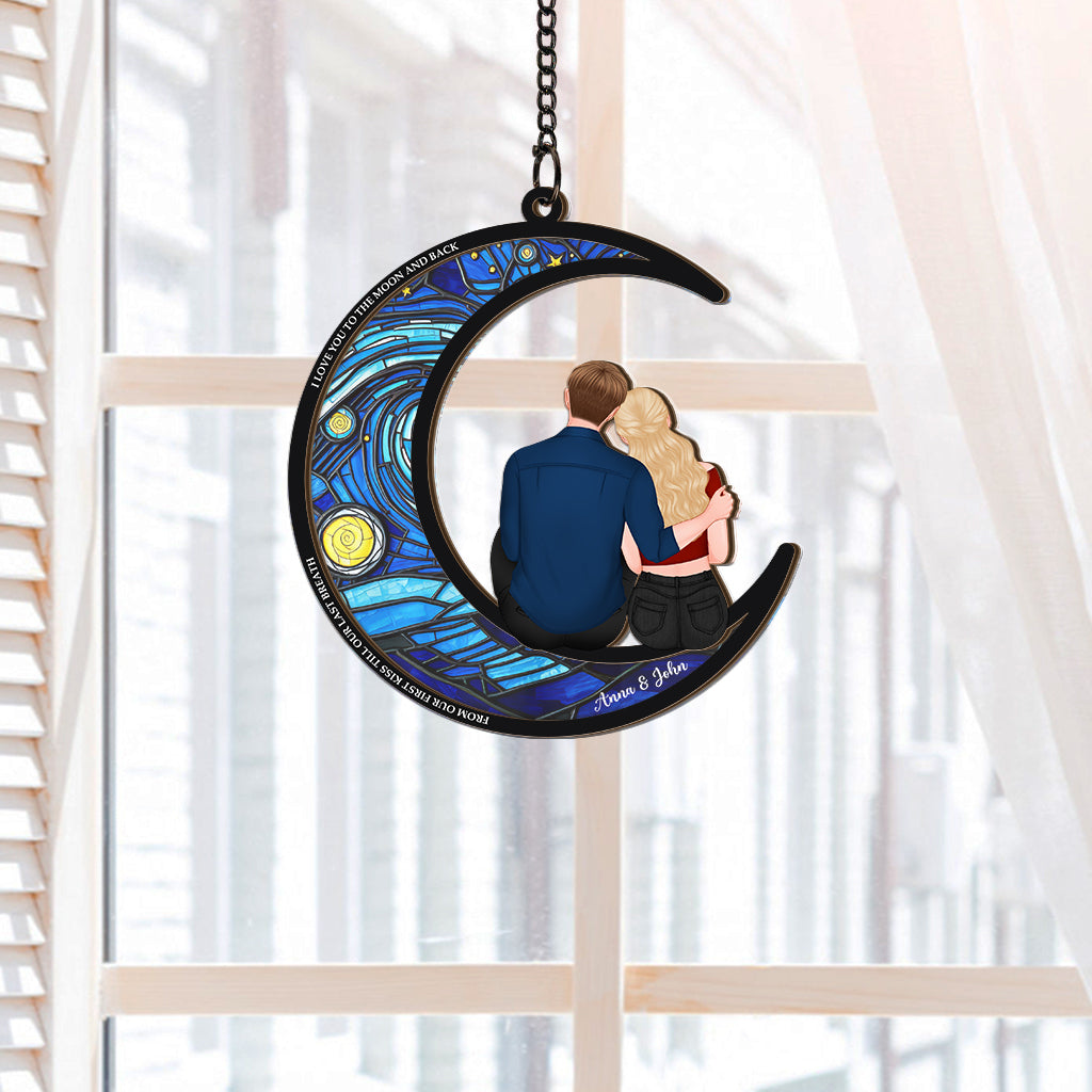 I Love You To The Moon And Back Suncatcher - Custom Gifts for Couple