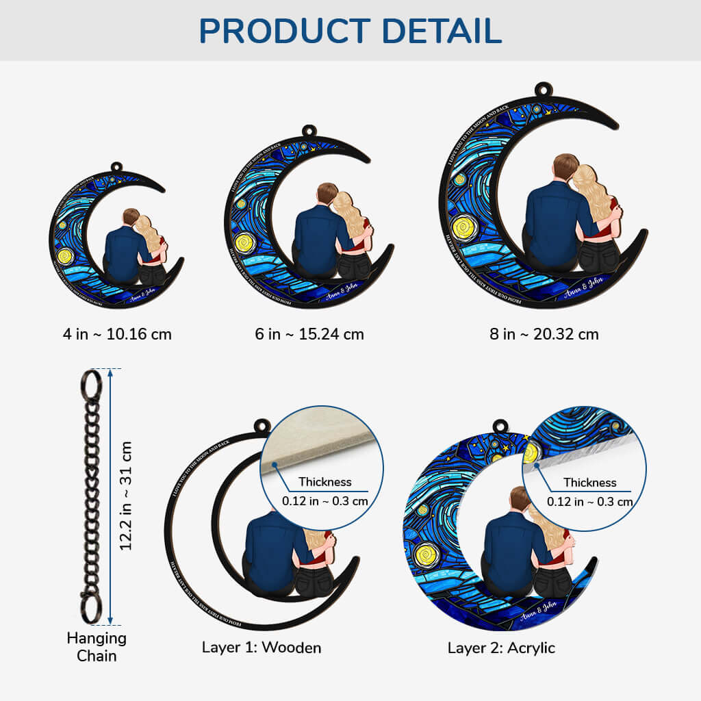 I Love You To The Moon And Back Suncatcher - Custom Gifts for Couple