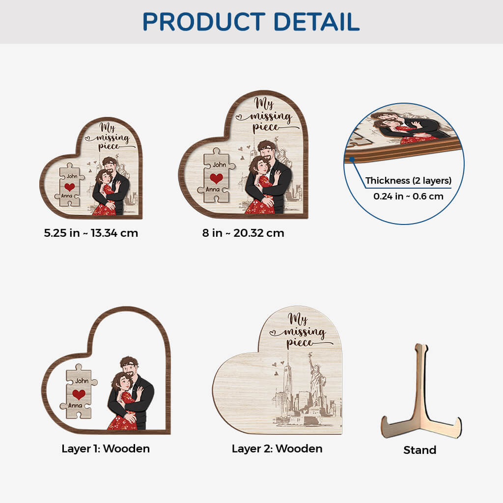 My Missing Piece Wooden Plaque - Customized Gifts for Couple