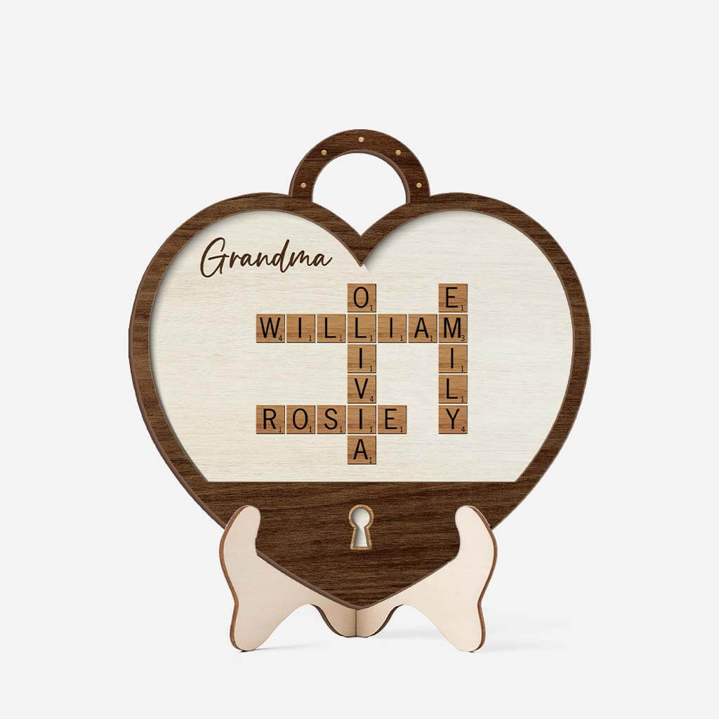 Wooden Heart Shaped Plaque - Personalized Gifts for Grandma/Mom