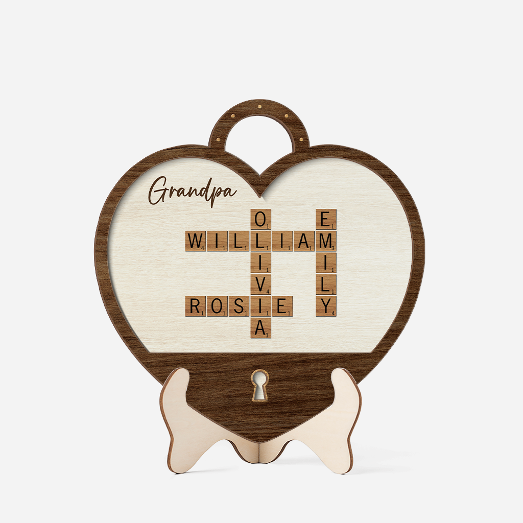 Wooden Heart Shaped Plaque - Personalized Gifts for Grandpa/Dad