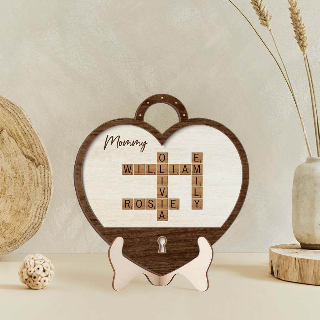 Wooden Heart Shaped Plaque - Personalized Gifts for Grandma/Mom