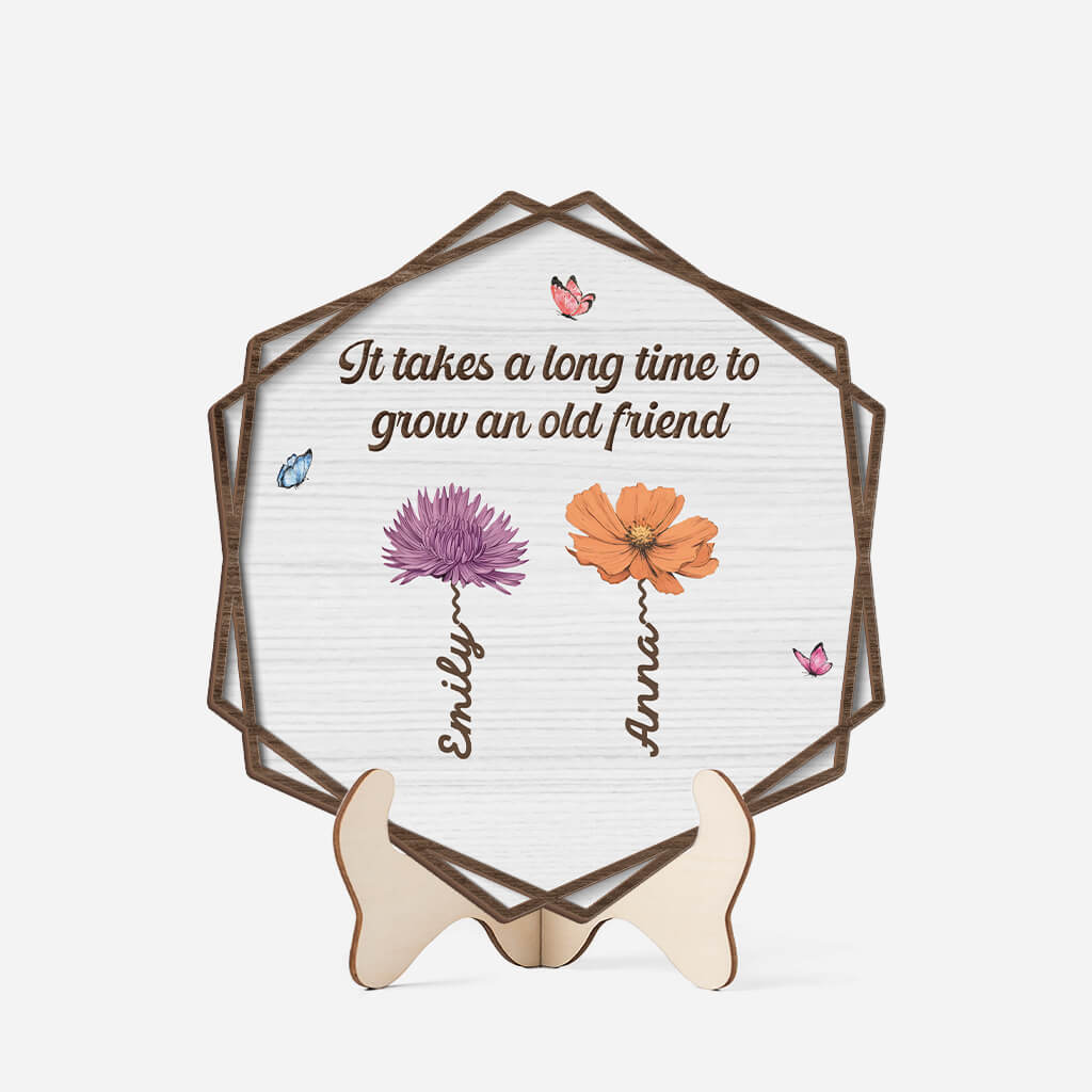 It Takes A Long Time To Grow An Old Friend - Personalized Wooden Plaque for Friends