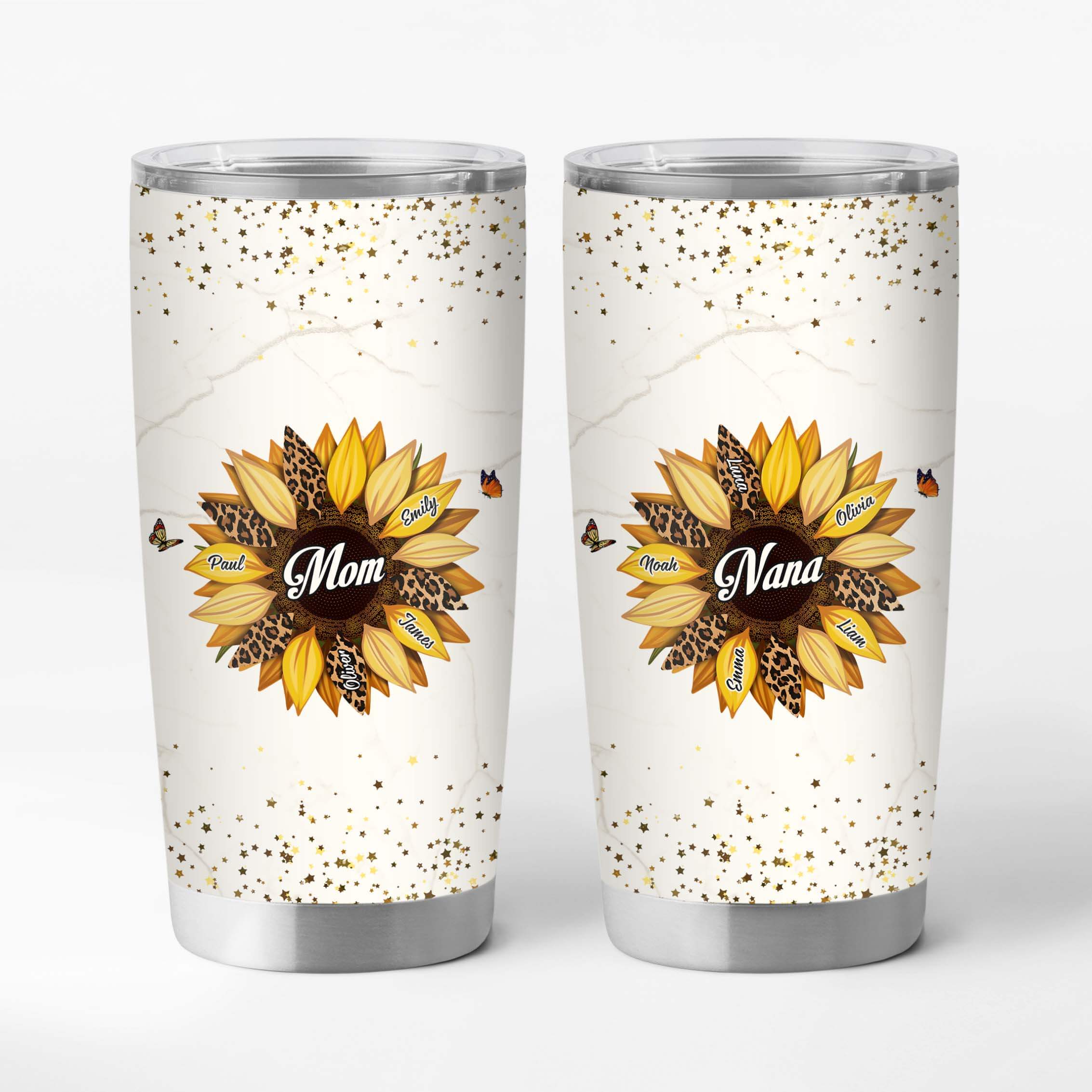 Custom 20 Oz Tumblers - Sunflower Gifts for Grandma/Mom