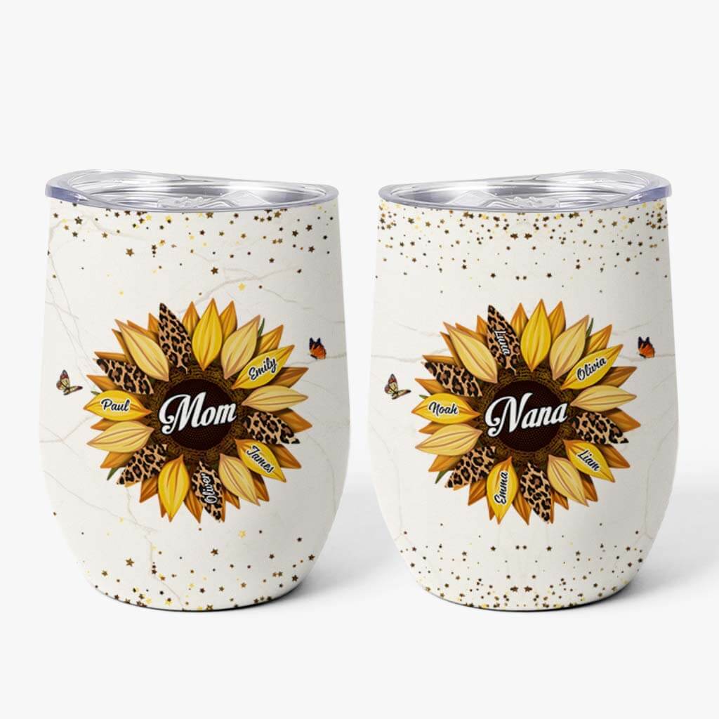 Personalized Wine Tumbler - Sunflower Gifts for Nana/Mom