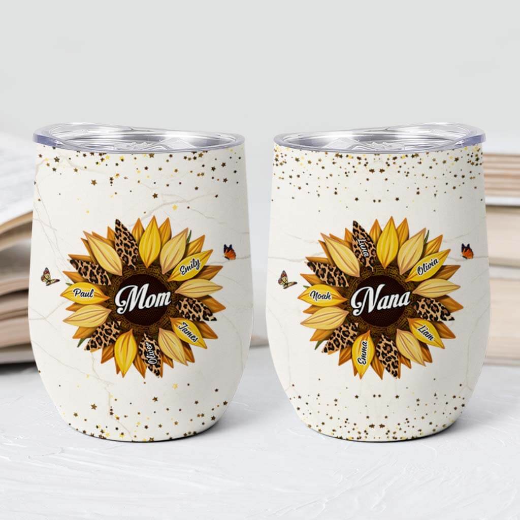 Personalized Wine Tumbler - Sunflower Gifts for Nana/Mom