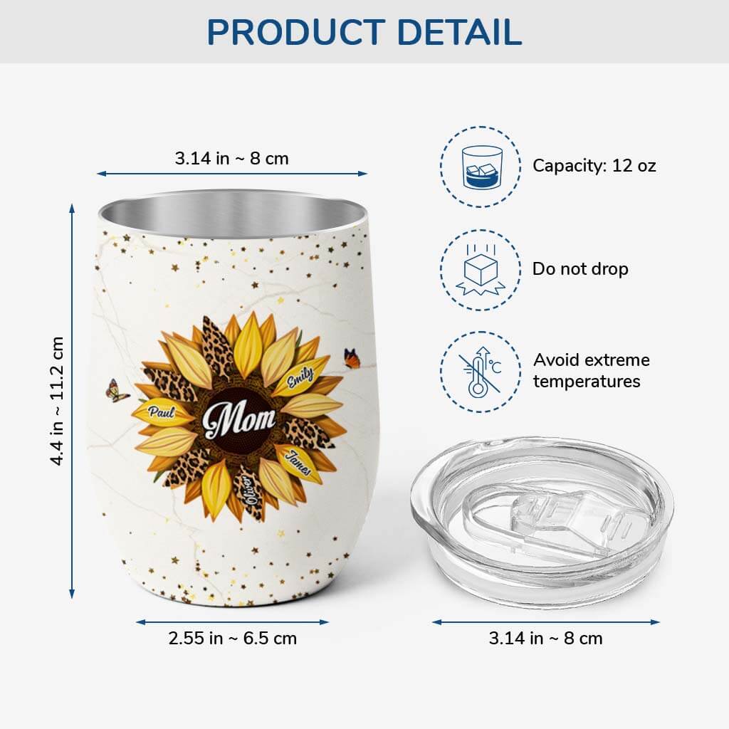 Personalized Wine Tumbler - Sunflower Gifts for Nana/Mom