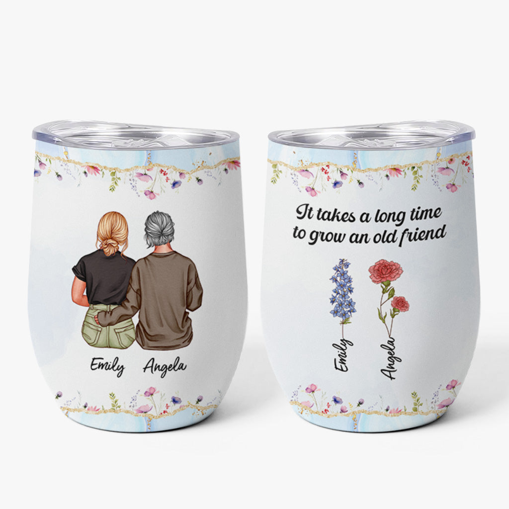Personalised It Takes A Long Time To Grow An Old Friend Wine Tumbler