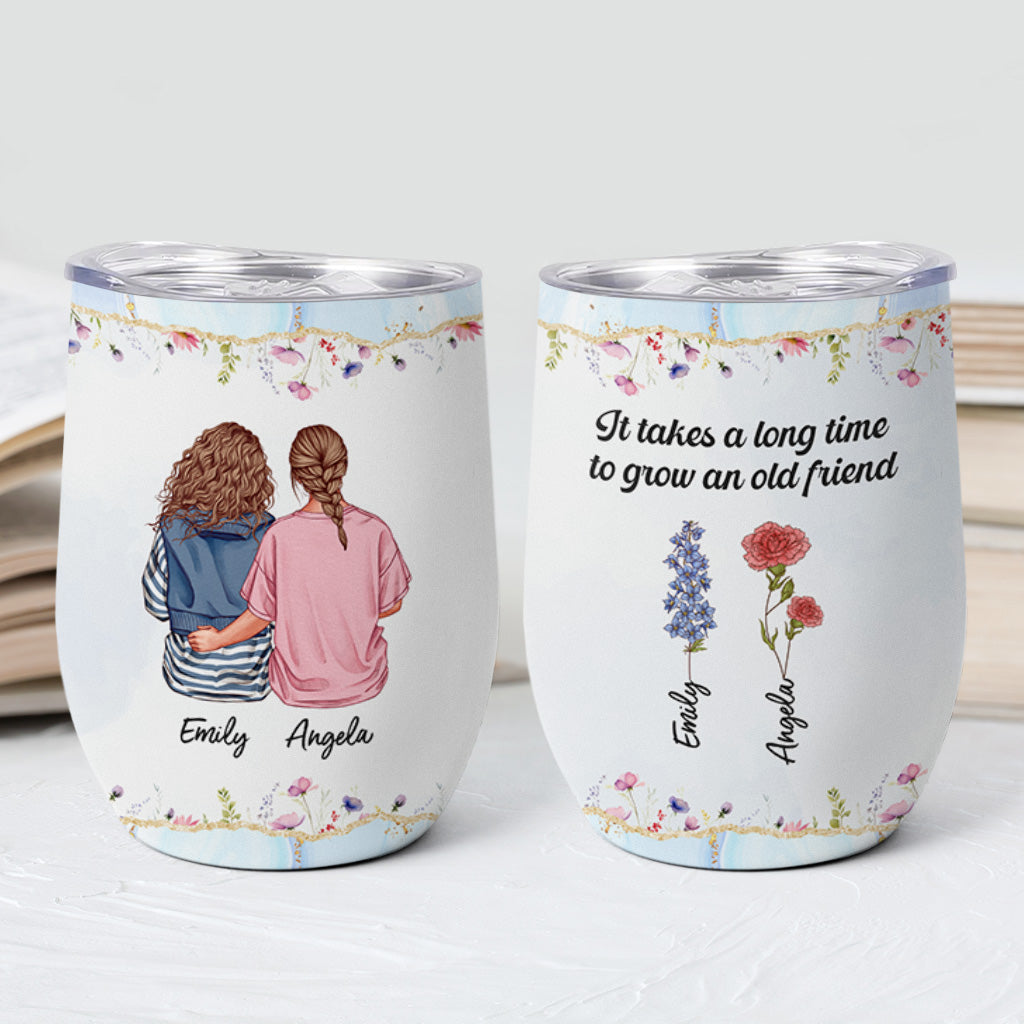 Personalised It Takes A Long Time To Grow An Old Friend Wine Tumbler