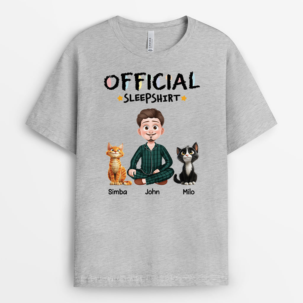 Personalized Cat Sleep Shirt - Custom Cat T Shirts for Humans