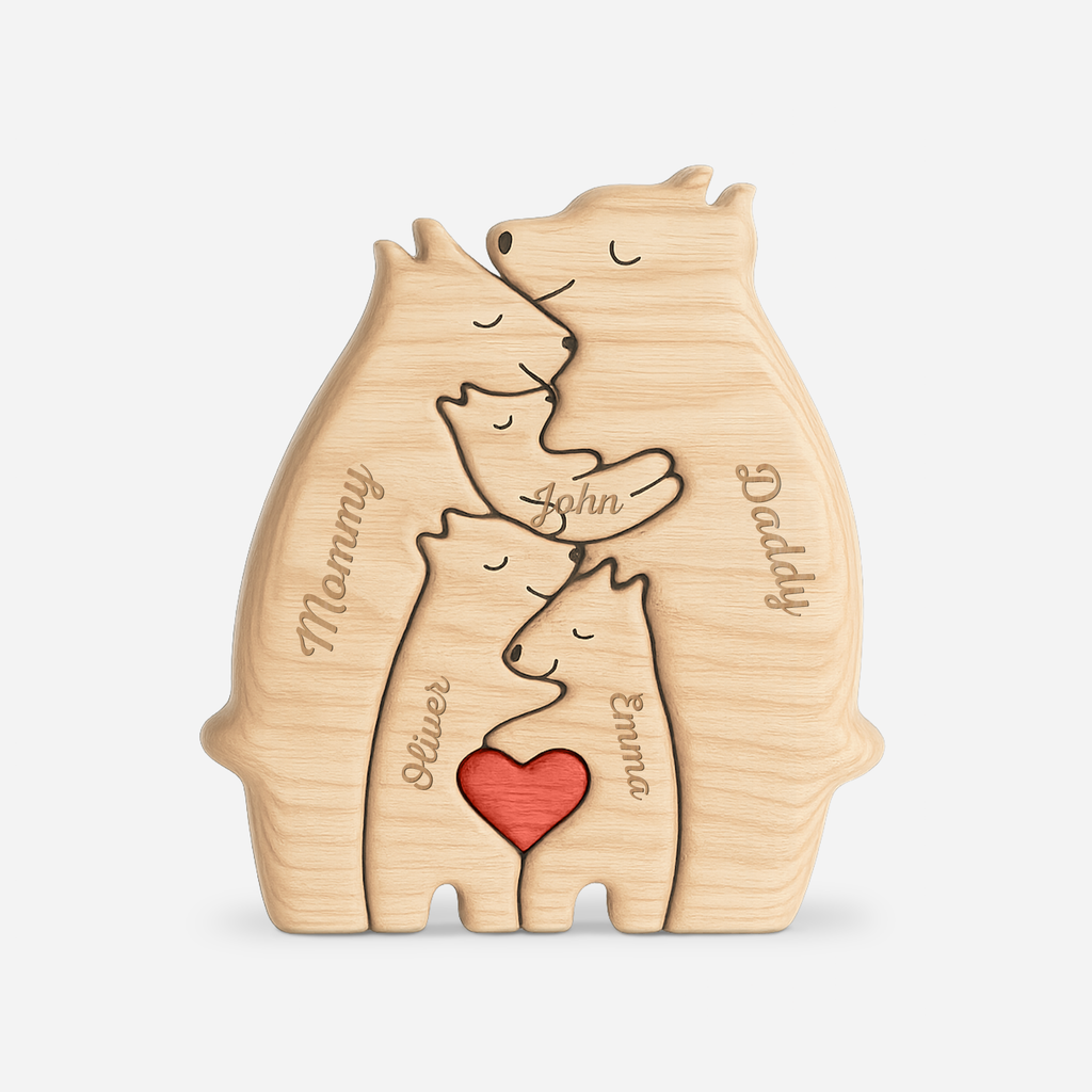Wooden Bear Family Puzzle - Personalized Family Gift