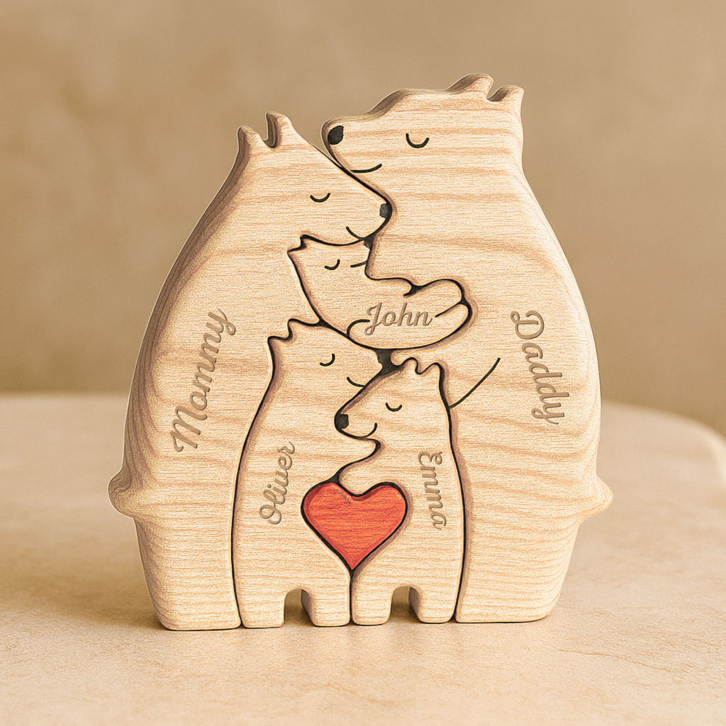 Wooden Bear Family Puzzle - Personalized Family Gift