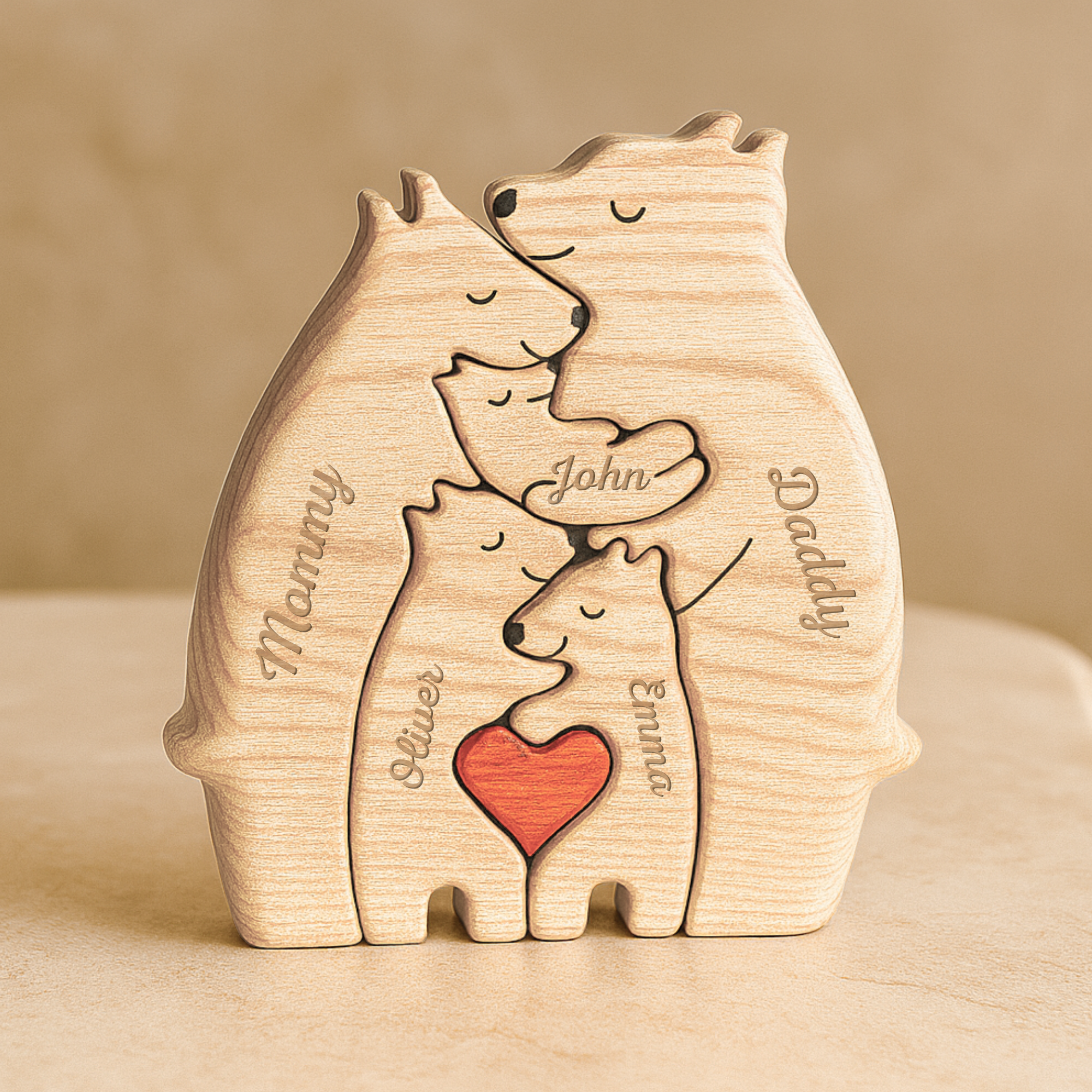 Wooden Bear Family Puzzle - Personalized Family Gift