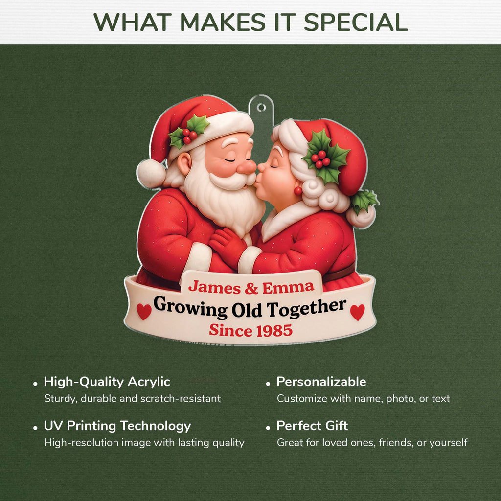 3D Effect Custom Acrylic Santa Claus Ornaments - Couples Xmas Gift