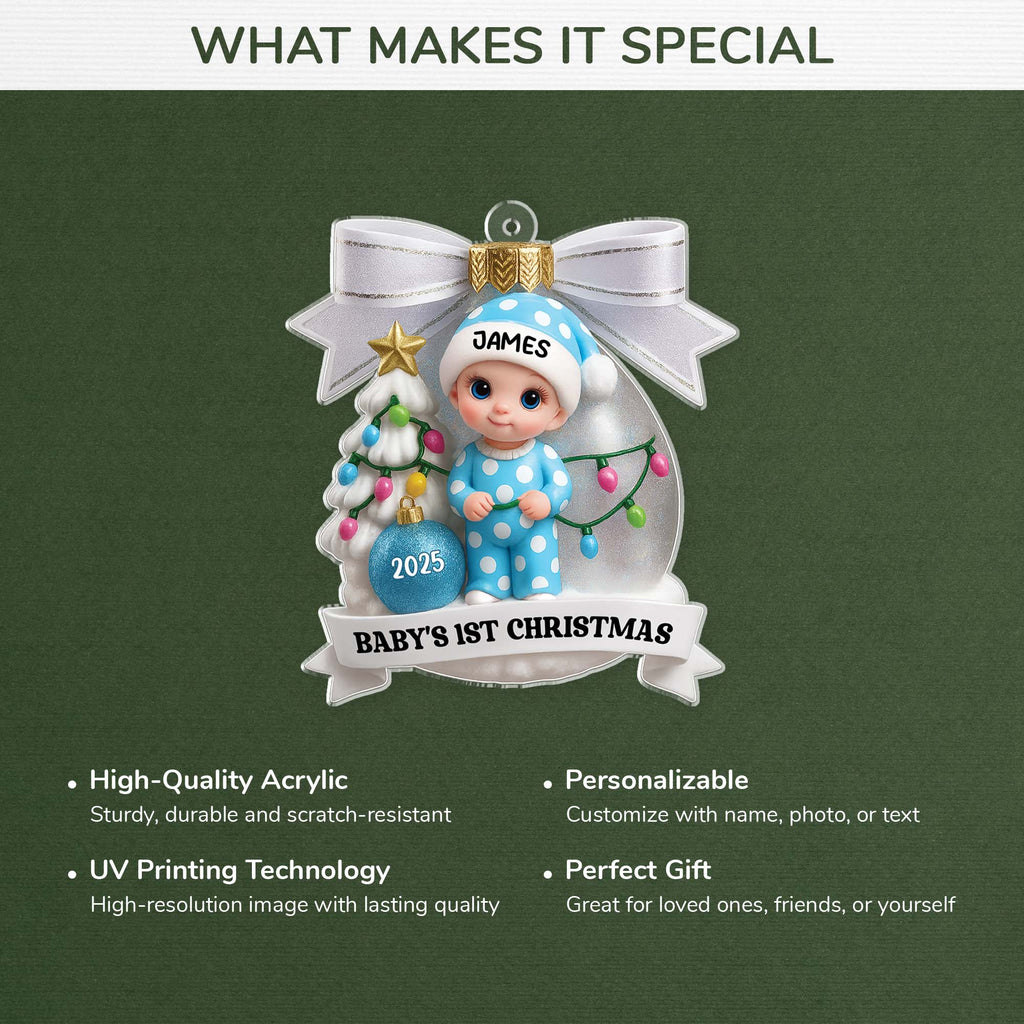 3D Effect Personalized Acrylic Baby's First Christmas Ornament