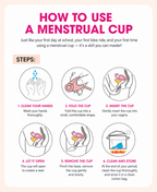 Menstrual cup, silicone, suitable for swimming during menstruation.