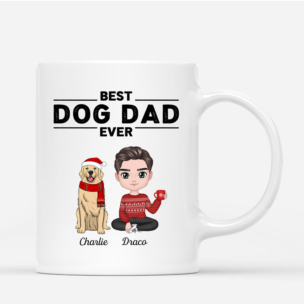 Best Dog Dad Ever - Christmas Dog Mug - Custom Mug With Dogs
