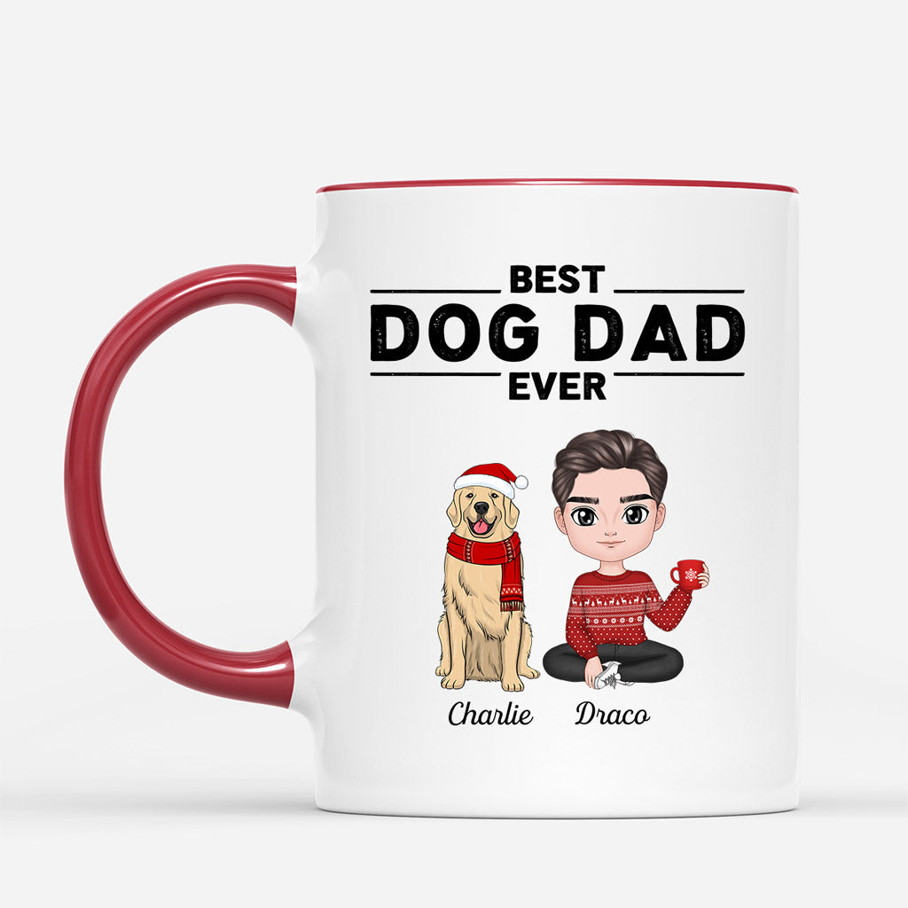 Best Dog Dad Ever - Christmas Dog Mug - Custom Mug With Dogs