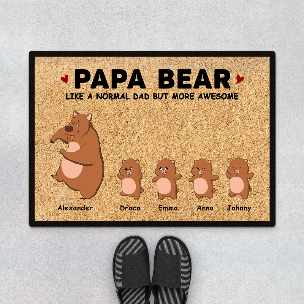 Personalized Papa Bear Door Mats for Grandad Dad