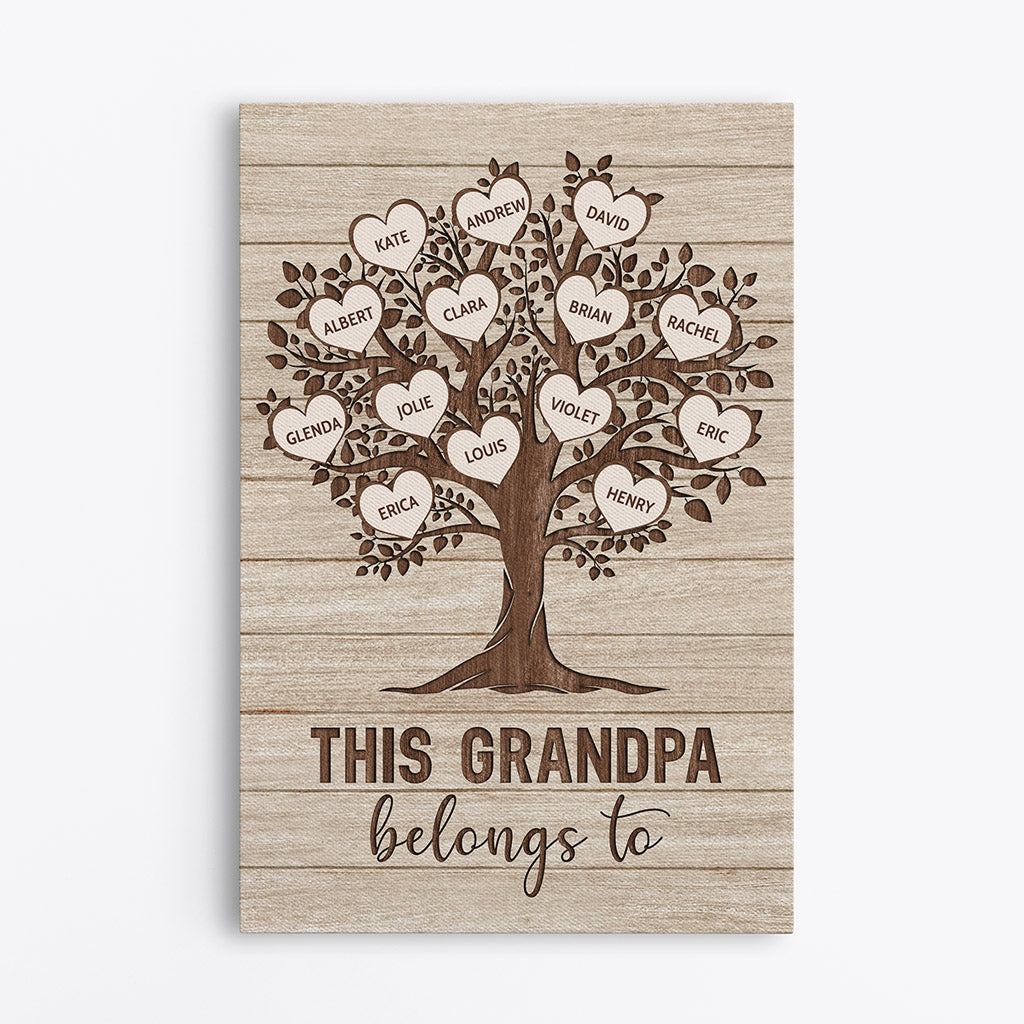 This Grandma/Grandpa Belongs To Canvas - Custom Family Tree Gifts