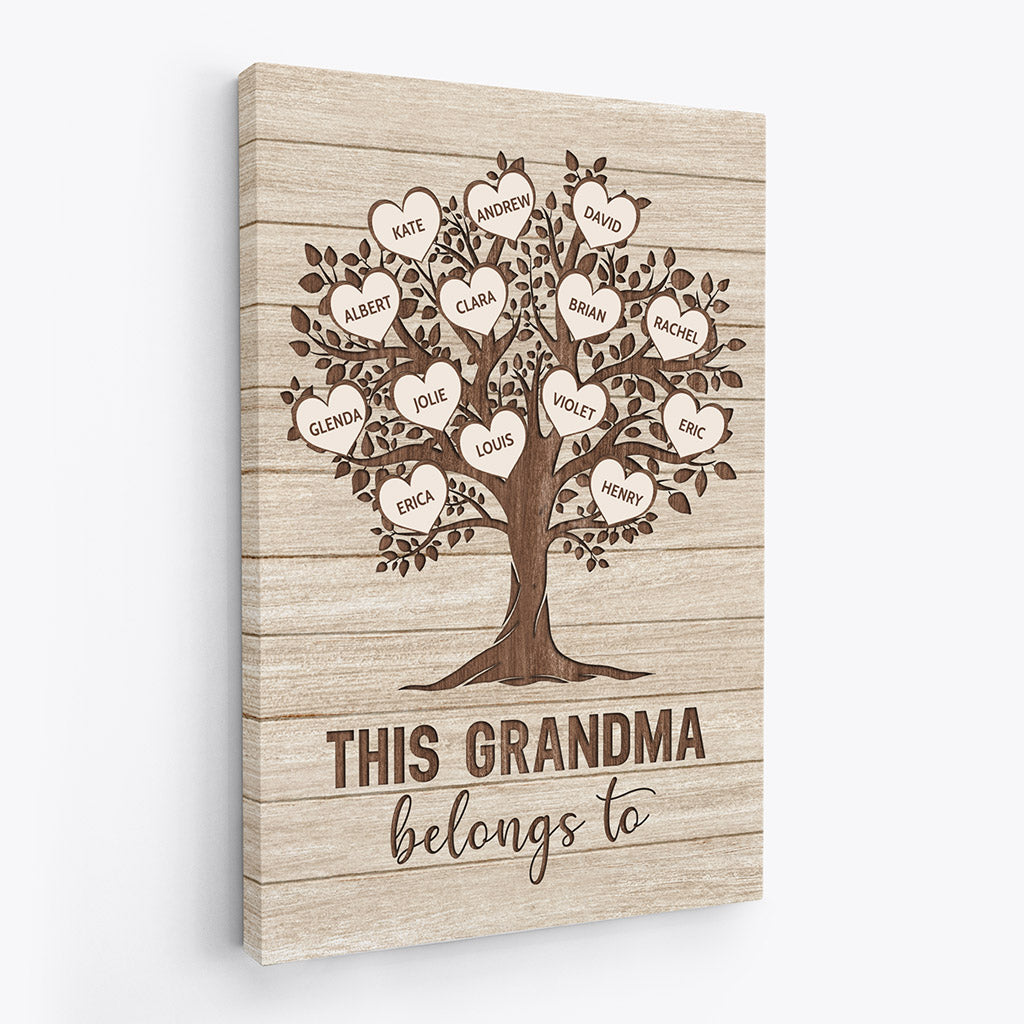This Grandma/Grandpa Belongs To Canvas - Custom Family Tree Gifts