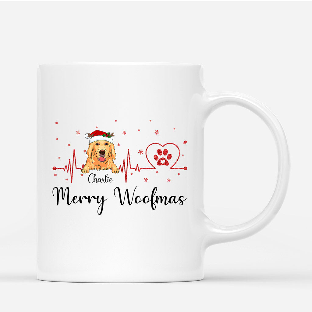 Merry Woofmas - Christmas Dog Mugs Personalized With Dog Face