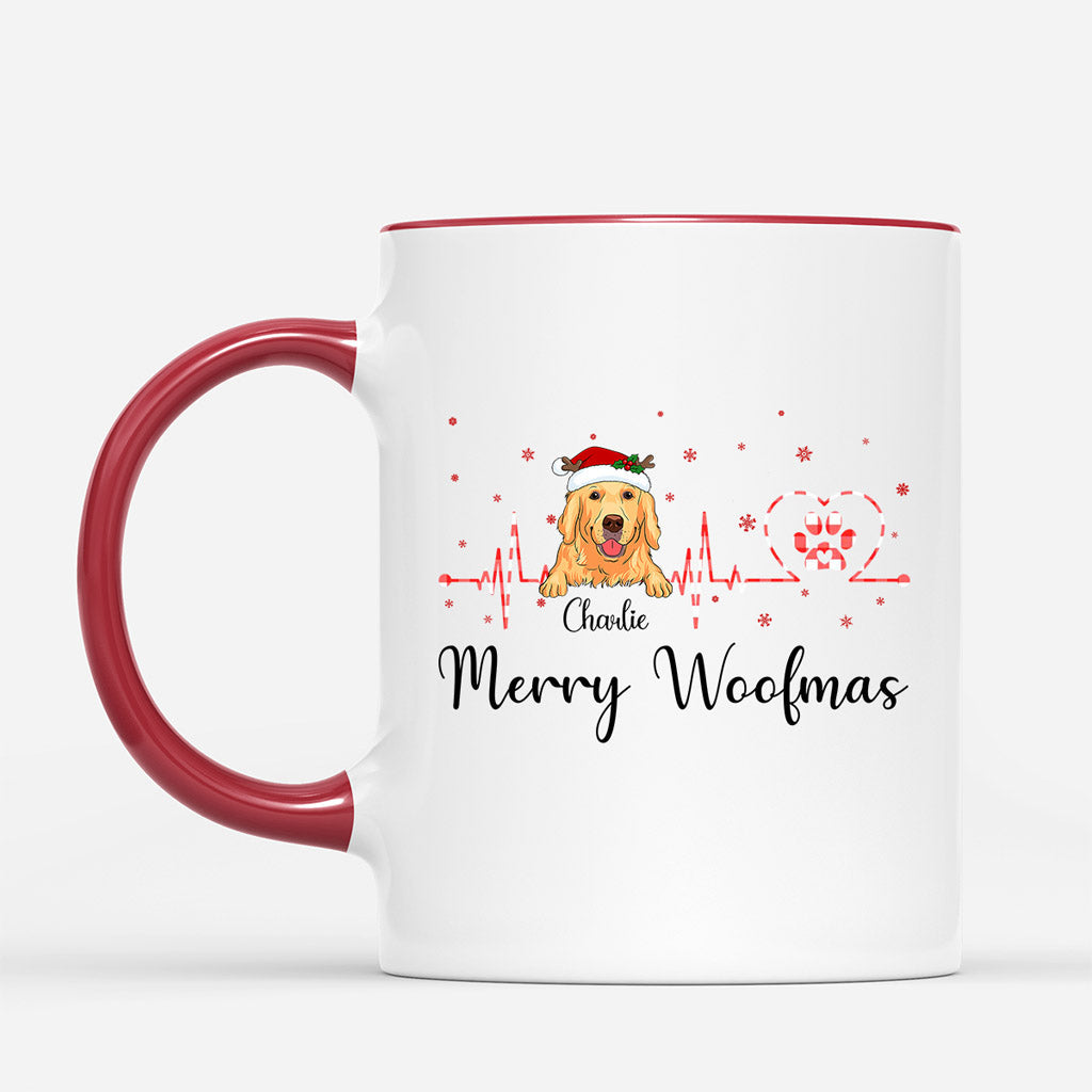 Merry Woofmas - Christmas Dog Mugs Personalized With Dog Face