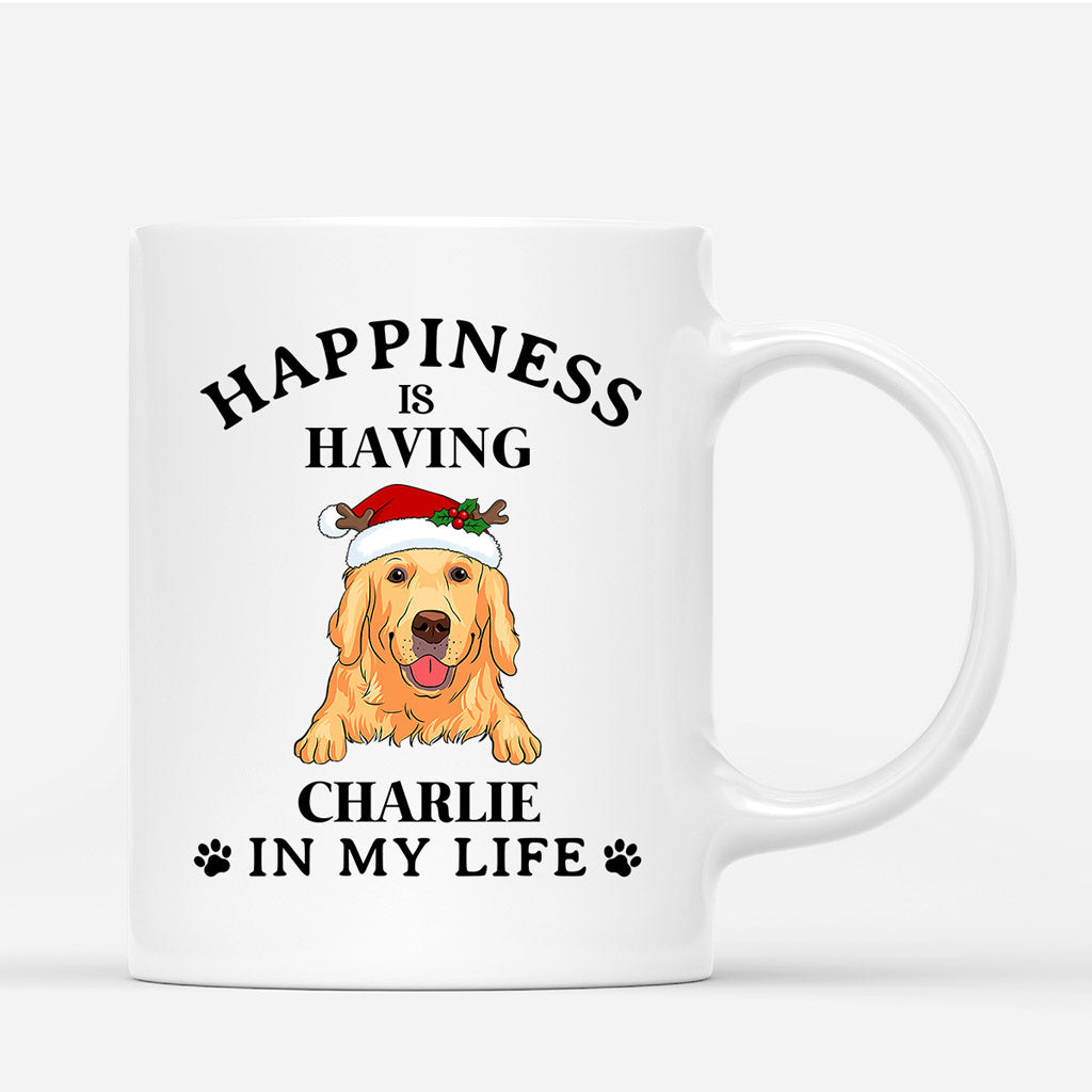 Happiness Is - Personalized Dog Coffee Mug With Names