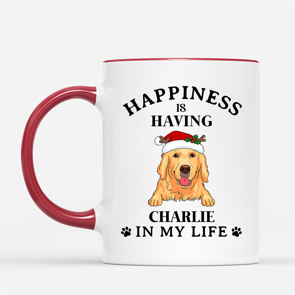 Happiness Is - Personalized Dog Coffee Mug With Names