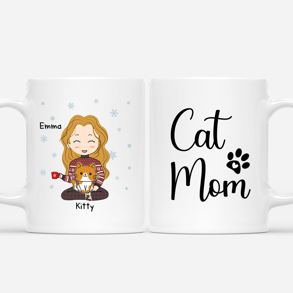 Winter Cat Mom - Personalized Kitten Mug