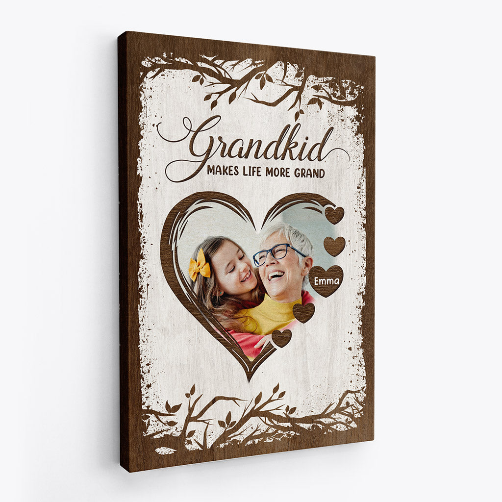 Grandkids Make Life More Grand Canvas - Personalized Family Gift