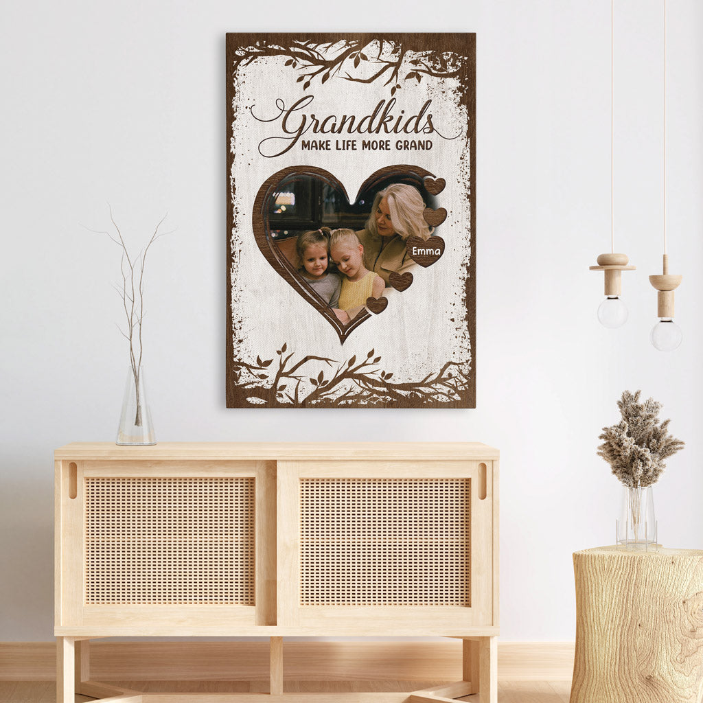 Grandkids Make Life More Grand Canvas - Personalized Family Gift