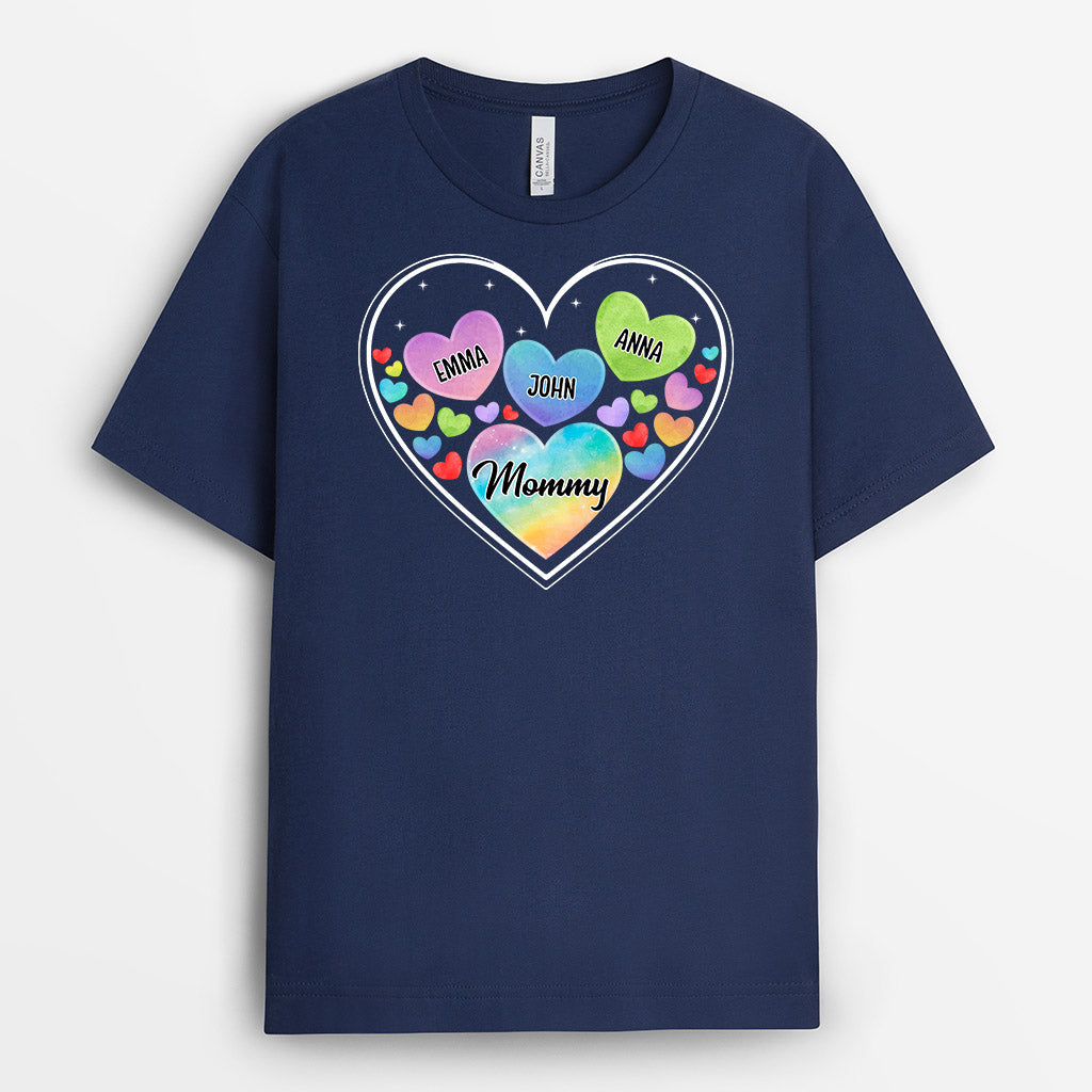 Personalized Wonderful Mommy Grandma In Hearts T-shirt