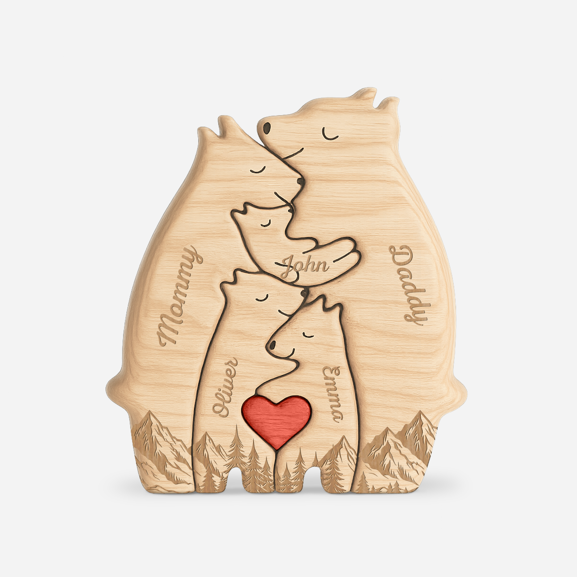 Wooden Bear Family Puzzle - Personalized Gift for Family