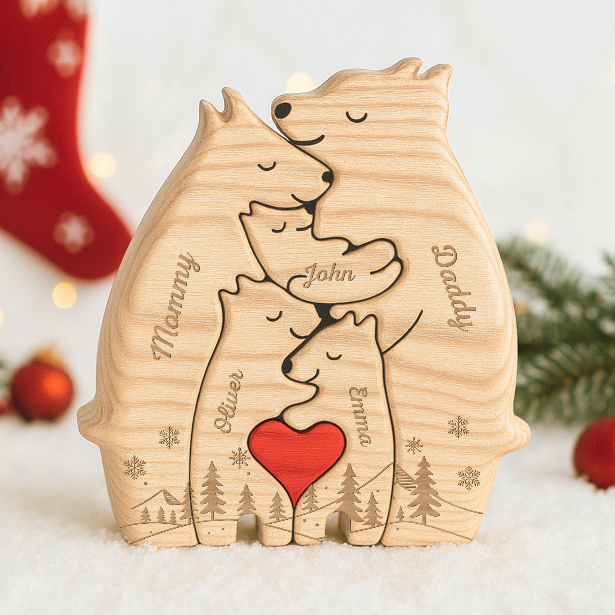 Wooden Bears Family Puzzle - Custom Family Christmas Gifts