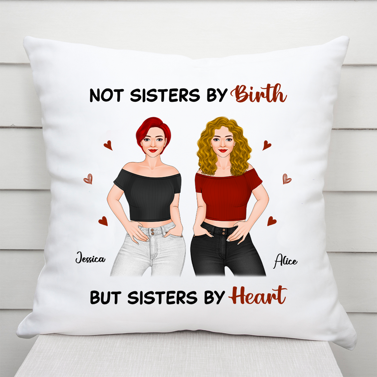 Personalized Sisters By Heart Pillow