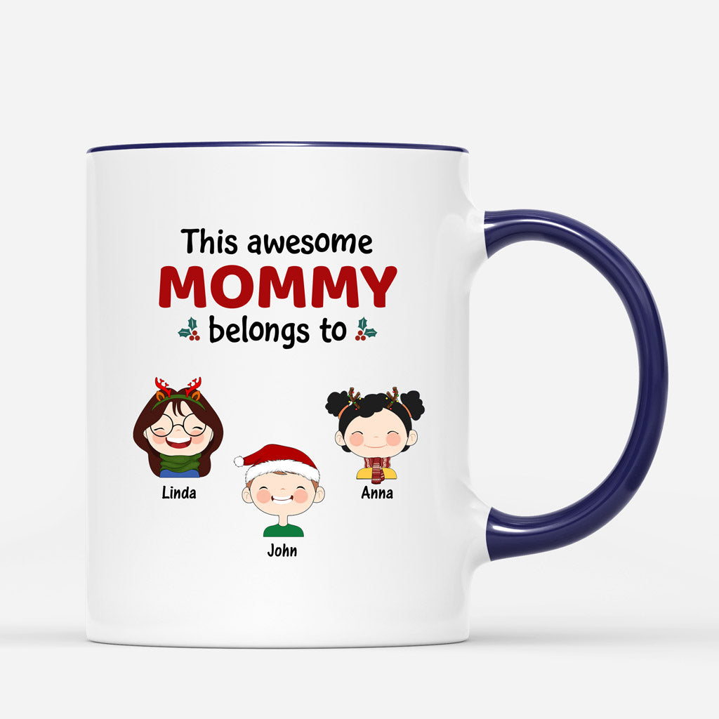 Personalized This Awesome Mommy Belongs To Mugs