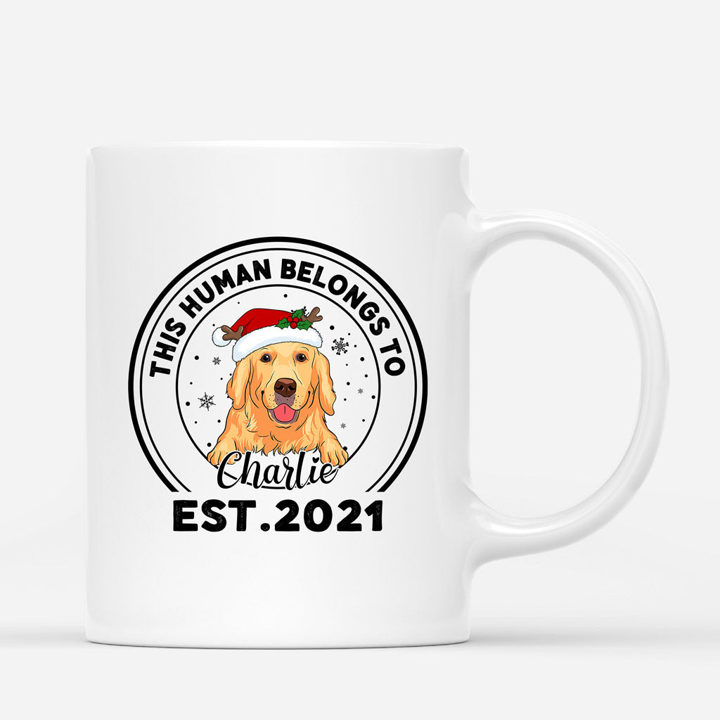 This Human Belongs To - Christmas Dog Mug Personalized for Dog Owner
