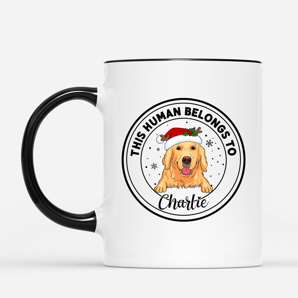 This Human Belongs To - Christmas Dog Mug Personalized for Dog Owner