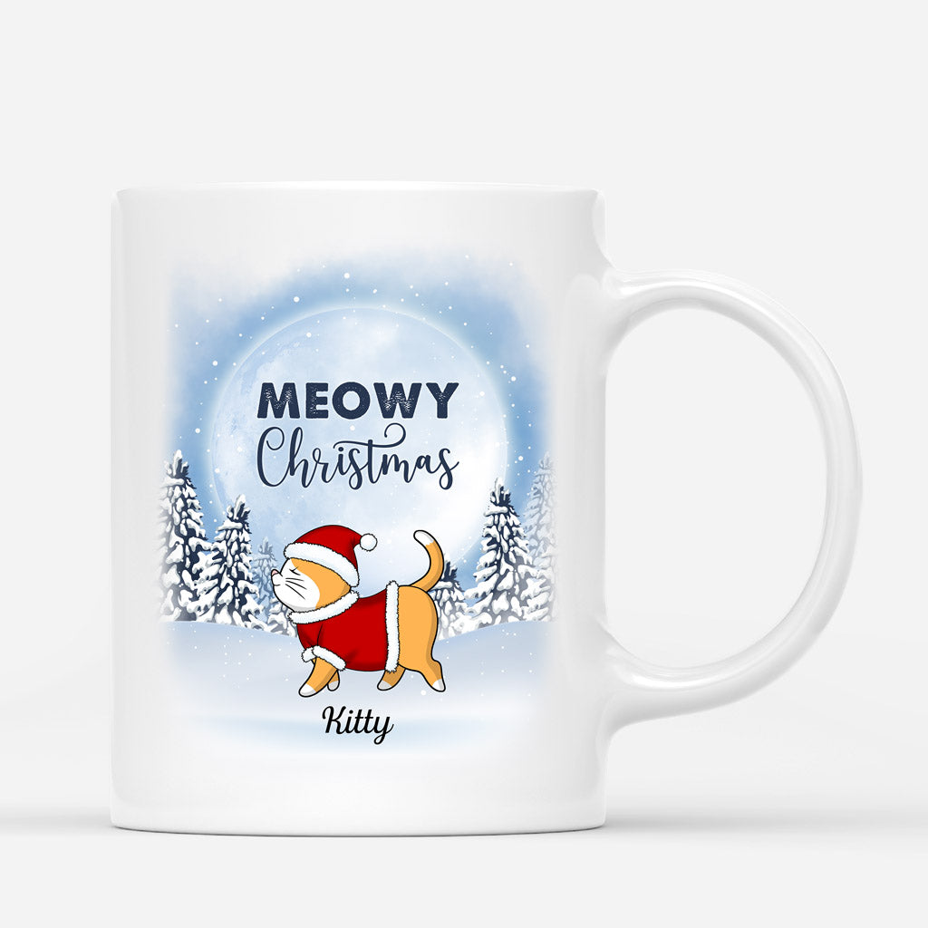 Snowy Meowy Christmas - Personalized Cat Coffee Mugs for Xmas