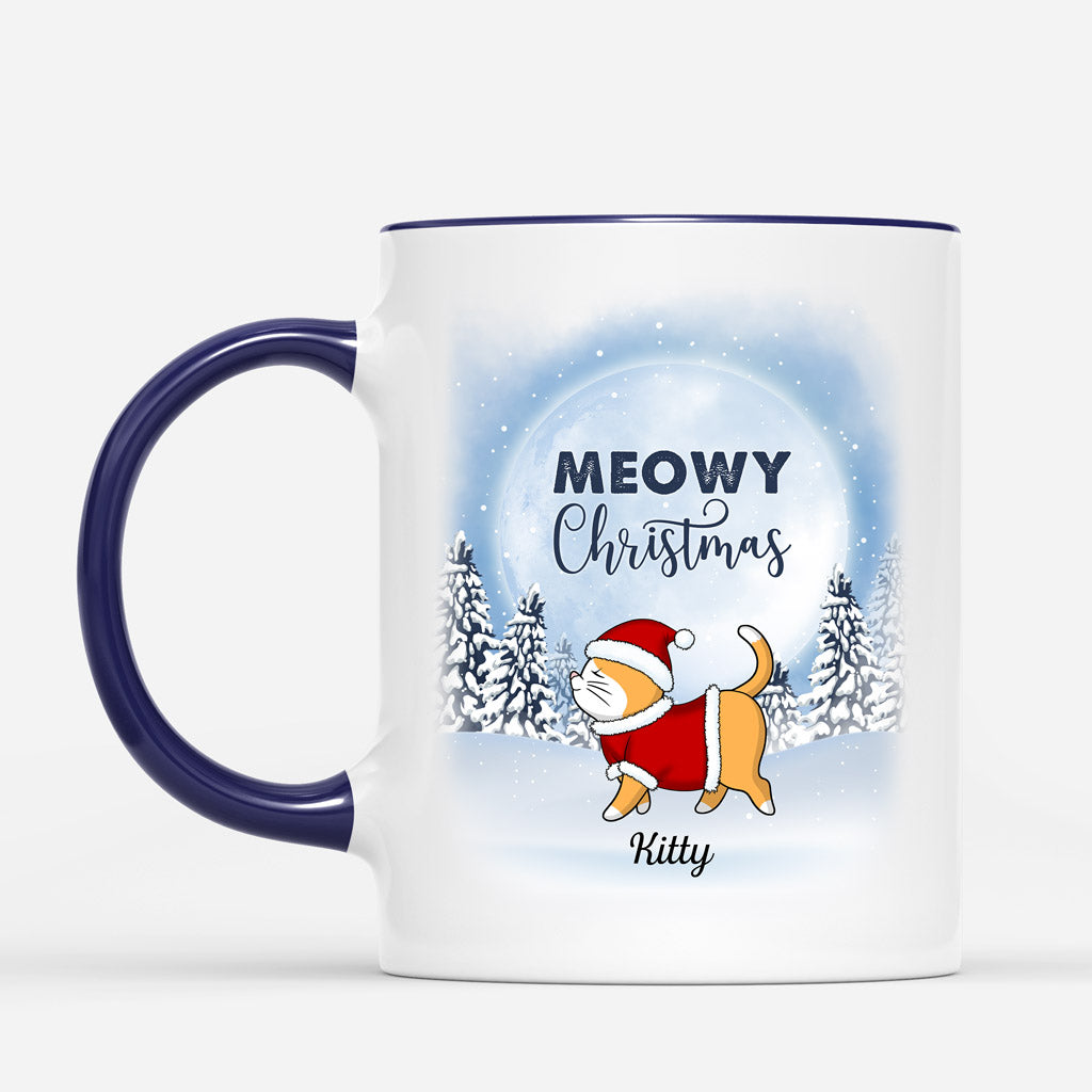 Snowy Meowy Christmas - Personalized Cat Coffee Mugs for Xmas