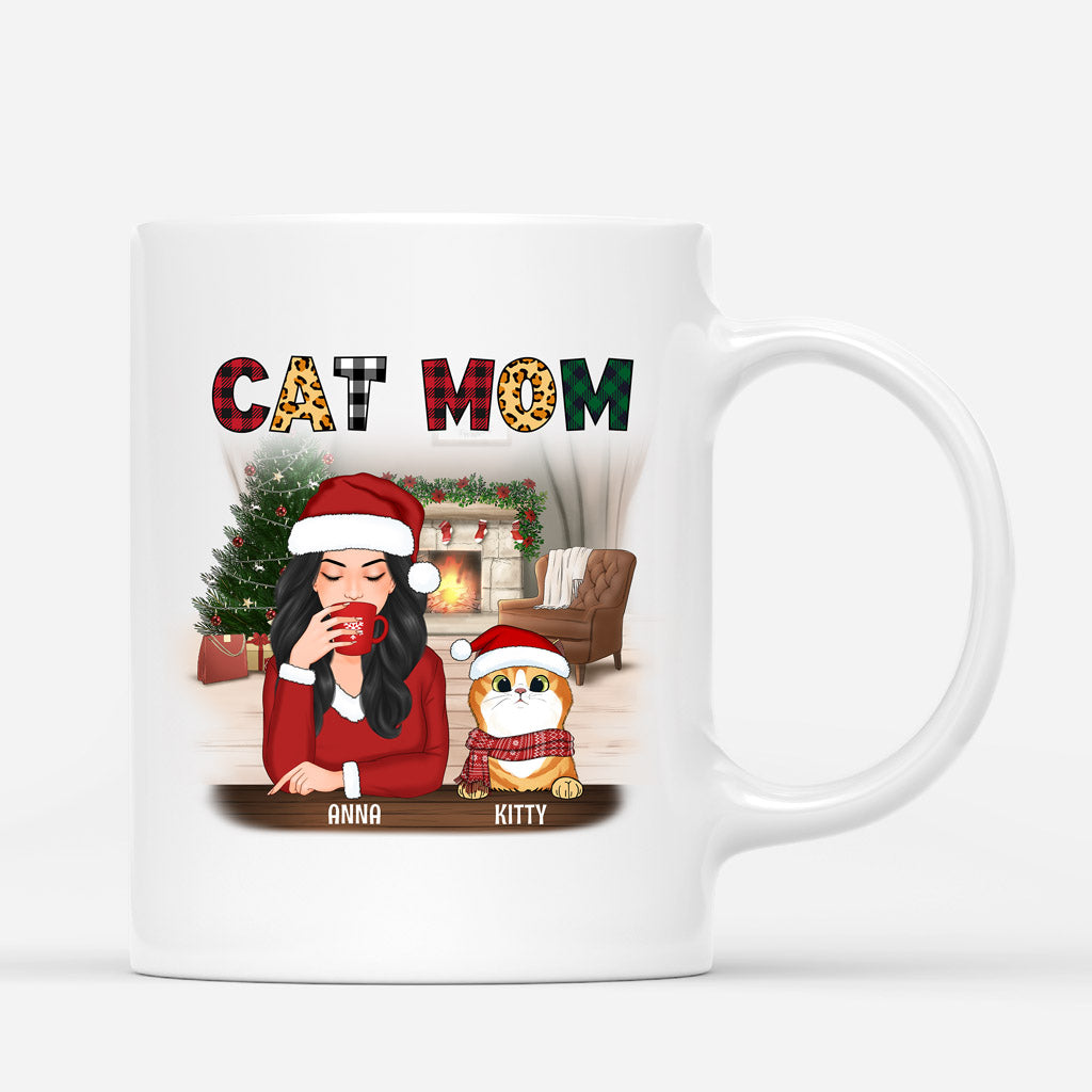 Christmas Cat Mom Mug - Personalized Christmas Gifts for Cat Lovers