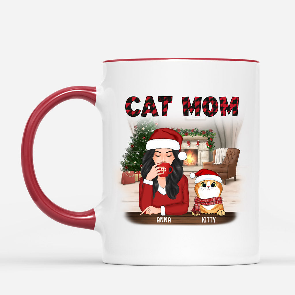 Christmas Cat Mom Mug - Personalized Christmas Gifts for Cat Lovers