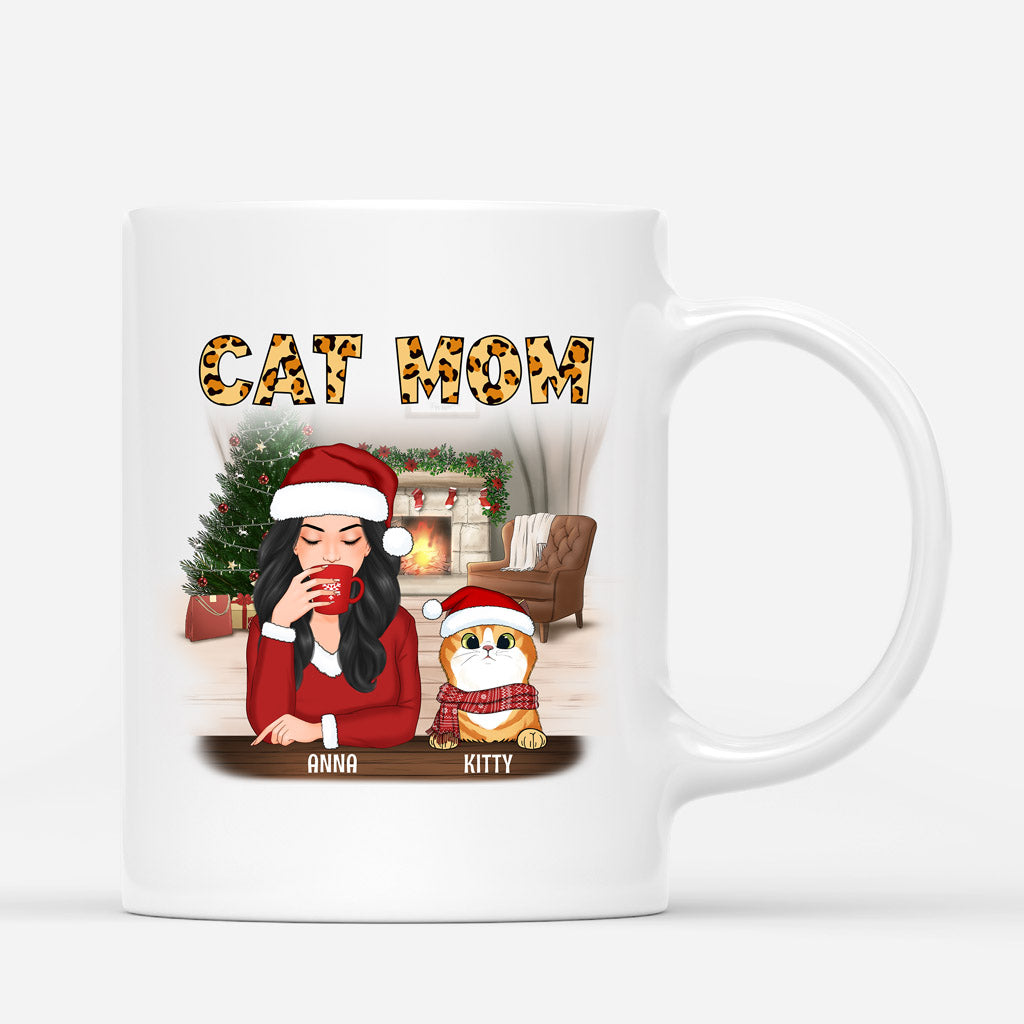 Christmas Cat Mom Mug - Personalized Christmas Gifts for Cat Lovers