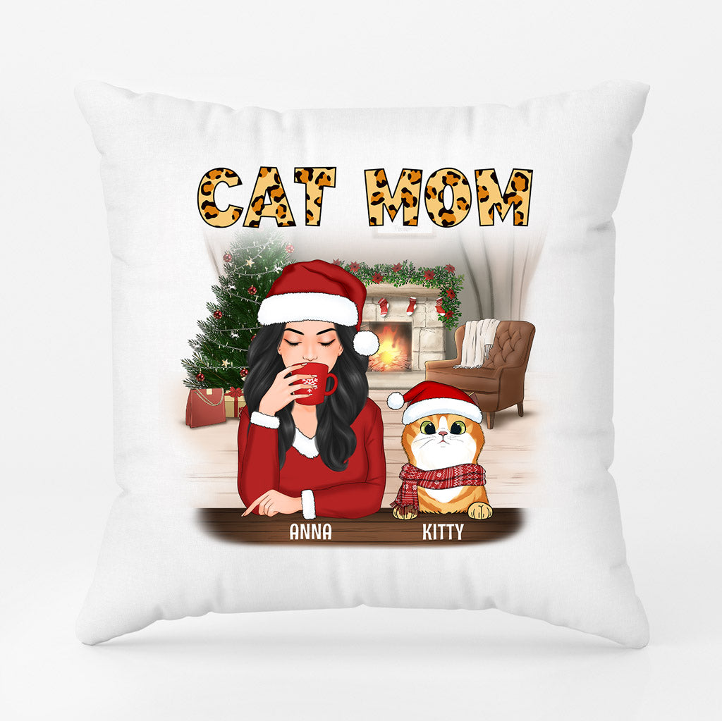 Personalized Sweetest Christmas Cat Mom Pillows
