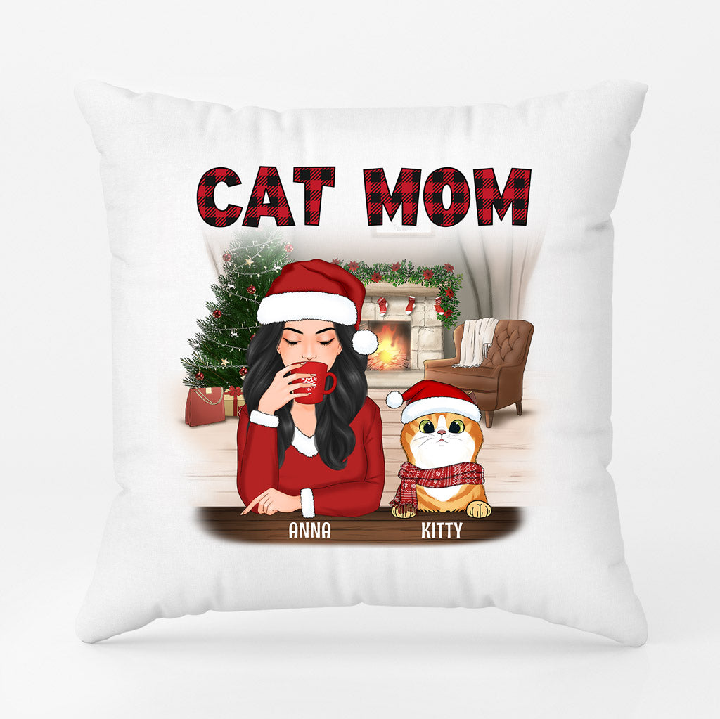 Personalized Sweetest Christmas Cat Mom Pillows