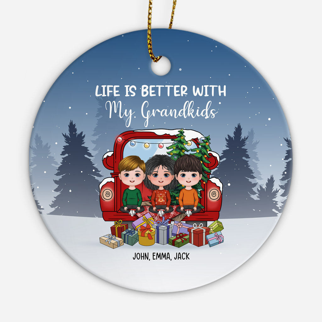 Personalized Life Is Better With My Grandkids Ornaments