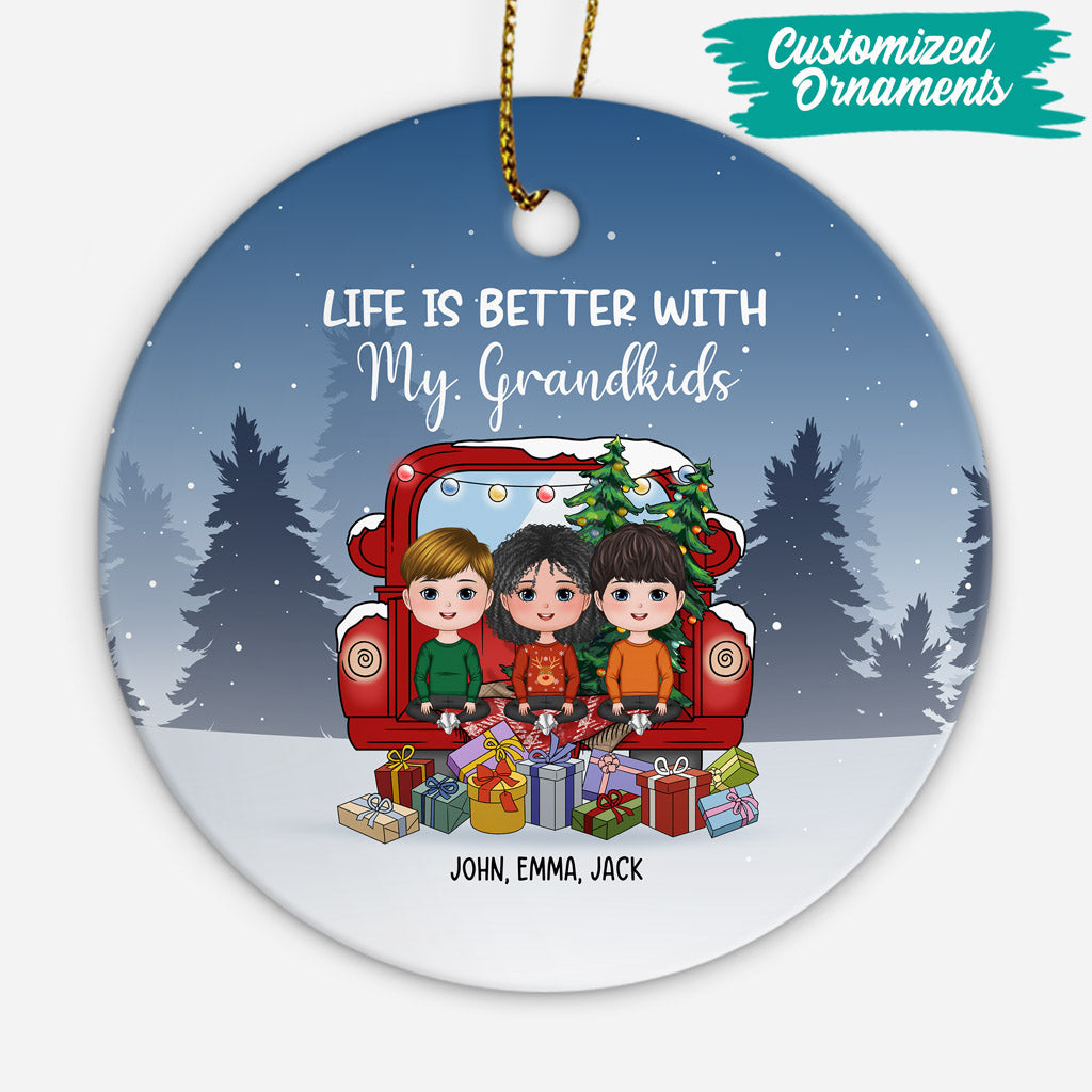 Personalized Life Is Better With My Grandkids Ornaments