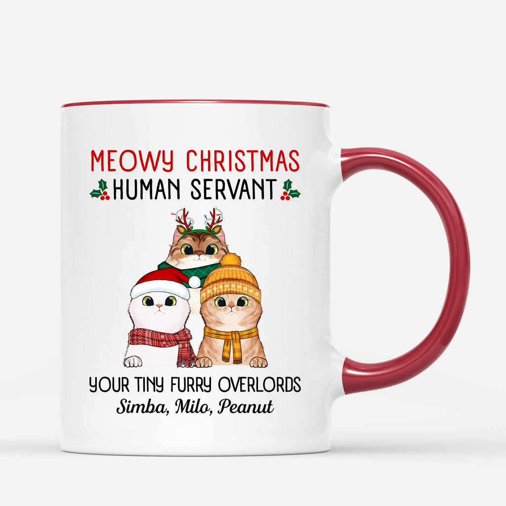 Meowy Christmas Human Servant - Personalized Christmas Mugs for Cat Owner