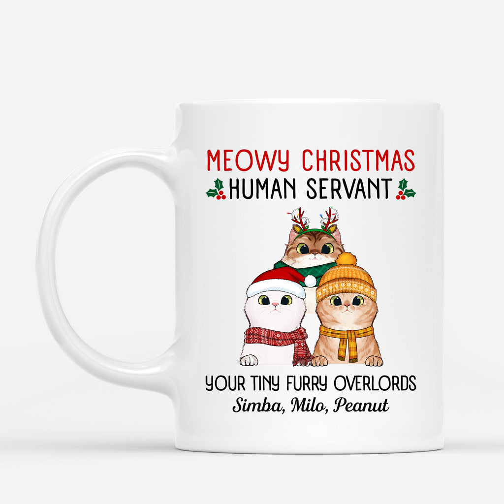Meowy Christmas Human Servant - Personalized Christmas Mugs for Cat Owner